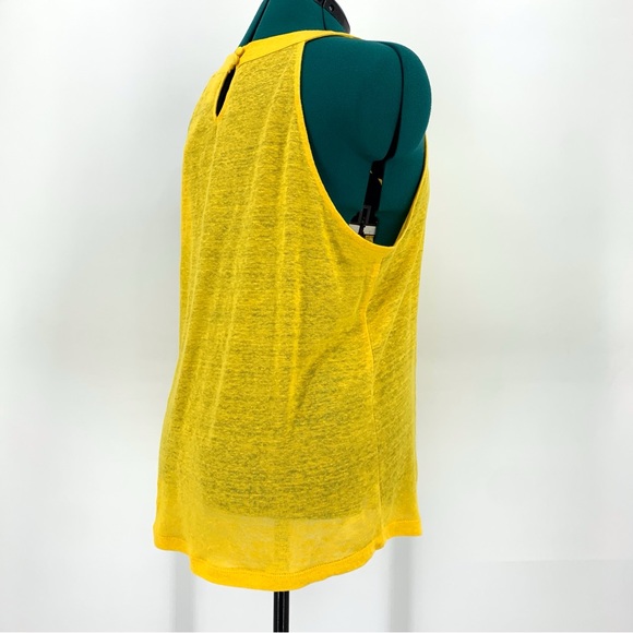 Joie NWT Yellow Linen Banded High Neck Sleeveless Top, XL - Picture 8 of 16
